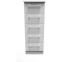 Welcome Furniture Ready Assembled Sherwood 5 Drawer Tallboy In Grey Matt, Grey