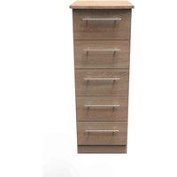 Welcome Furniture Ready Assembled Sherwood 5 Drawer Tallboy In Bardolino Oak, Brown