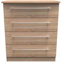 Welcome Furniture Ready Assembled Sherwood 4 Drawer Chest In Bardolino Oak, Brown