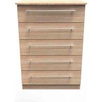 Welcome Furniture Ready Assembled Sherwood 5 Drawer Chest In Bardolino Oak, Brown