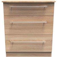 Welcome Furniture Ready Assembled Sherwood 3 Drawer Deep Chest In Bardolino Oak, Brown