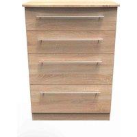 Welcome Furniture Ready Assembled Sherwood 4 Drawer Deep Chest In Bardolino Oak, Brown