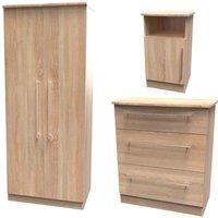 Welcome Furniture Ready Assembled Sherwood 3 Piece Set - Bedside 017 Chest 049 Wardrobe 060 In Bardolino Oak, Brown