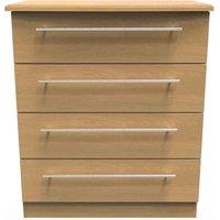 Welcome Furniture Ready Assembled Sherwood 4 Drawer Chest In Modern Oak, Brown