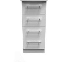 Welcome Furniture Ready Assembled Sherwood 4 Drawer Tallboy In Porcelain Matt, White