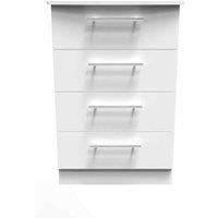 Welcome Furniture Ready Assembled Sherwood 4 Drawer Midi Chest In Porcelain Matt, White