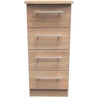 Welcome Furniture Ready Assembled Sherwood 4 Drawer Tallboy In Bardolino Oak, Brown