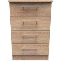 Welcome Furniture Ready Assembled Sherwood 4 Drawer Midi Chest In Bardolino Oak, Brown