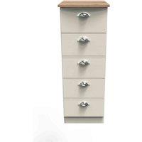 Welcome Furniture Ready Assembled Victoria 5 Drawer Tallboy In Cream Ash & Oak, Cream