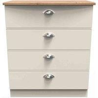 Welcome Furniture Ready Assembled Victoria 4 Drawer Chest In Cream Ash & Oak, Cream