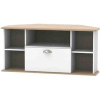 Welcome Furniture Ready Assembled Victoria Corner Tv Unit In White Ash & Oak, White