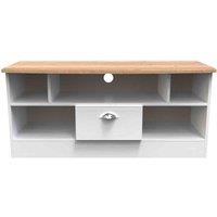 Welcome Furniture Ready Assembled Victoria 1 Drawer Tv & Media Unit In White Ash & Oak, White
