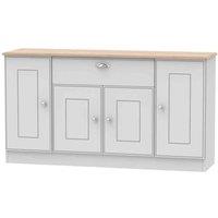 Welcome Furniture Ready Assembled Victoria 4 Door 1 Drawer Wide Unit In Grey Matt & Oak, Grey
