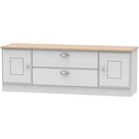 Welcome Furniture Ready Assembled Victoria 2 Door 2 Drawer Superwide Tv Unit In Grey Matt & Oak, Grey