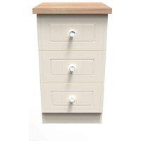 Welcome Furniture Ready Assembled Vienna 3 Drawer Bedside Cabinet In Cream Ash & Oak, Cream