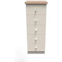 Welcome Furniture Ready Assembled Vienna 5 Drawer Tallboy In Cream Ash & Oak, Cream