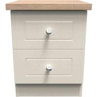 Welcome Furniture Ready Assembled Vienna 2 Drawer Bedside Cabinet In Cream Ash & Oak, Cream