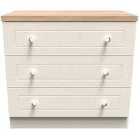 Welcome Furniture Ready Assembled Vienna 3 Drawer Chest In Cream Ash & Oak, Cream