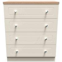 Welcome Furniture Ready Assembled Vienna 4 Drawer Chest In Cream Ash & Oak, Cream