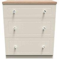 Welcome Furniture Ready Assembled Vienna 3 Drawer Deep Chest In Cream Ash & Oak, Cream