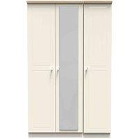Welcome Furniture Ready Assembled Vienna Triple Mirror Wardrobe In Cream Ash & Oak, Cream