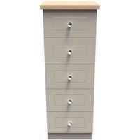 Welcome Furniture Ready Assembled Vienna 5 Drawer Tallboy In Kashmir Ash & Oak, Brown