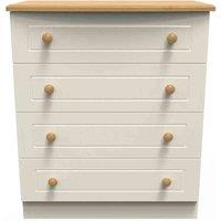 Welcome Furniture Ready Assembled Warwick 4 Drawer Chest In Cream & Oak, Cream