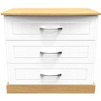 Welcome Furniture Ready Assembled Whitney 3 Drawer Chest In White Ash & Oak, White