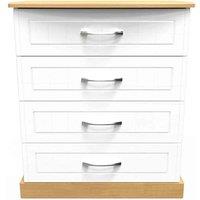 Welcome Furniture Ready Assembled Whitney 4 Drawer Chest In White Ash & Oak, White