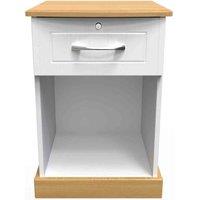 Welcome Furniture Ready Assembled Whitney 1 Drawer Bedside Cabinet In White Ash & Oak, White