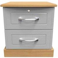 Welcome Furniture Ready Assembled Whitney 2 Drawer Bedside Cabinet In Grey Ash & Oak, Grey