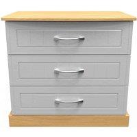 Welcome Furniture Ready Assembled Whitney 3 Drawer Chest In Grey Ash & Oak, Grey