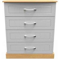 Welcome Furniture Ready Assembled Whitney 4 Drawer Chest In Grey Ash & Oak, Grey