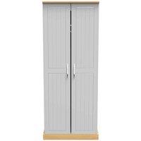 Welcome Furniture Ready Assembled Whitney 2 Door Wardrobe With Shelf & Hanging Rail In Grey Ash & Oak, Grey