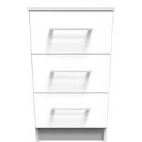 Welcome Furniture Ready Assembled Worcester 3 Drawer Bedside Cabinet In White, White