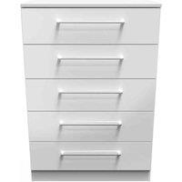 Welcome Furniture Ready Assembled Worcester 5 Drawer Chest In White, White