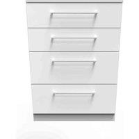 Welcome Furniture Ready Assembled Worcester 4 Drawer Deep Chest In White, White