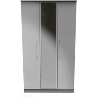 Welcome Furniture Ready Assembled Worcester Triple Mirror Wardrobe In Uniform Grey & Dusk Grey, Grey