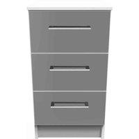 Welcome Furniture Ready Assembled Worcester 3 Drawer Bedside Cabinet In Black & White, Black