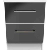 Welcome Furniture Ready Assembled Worcester 2 Drawer Bedside Cabinet In Black & White, Black