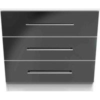 Welcome Furniture Ready Assembled Worcester 3 Drawer Chest In Black & White, Black