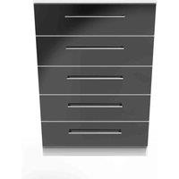 Welcome Furniture Ready Assembled Worcester 5 Drawer Chest In Black & White, Black