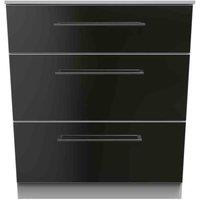Welcome Furniture Ready Assembled Worcester 3 Drawer Deep Chest In Black & White, Black