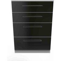 Welcome Furniture Ready Assembled Worcester 4 Drawer Deep Chest In Black & White, Black