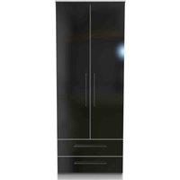 Welcome Furniture Ready Assembled Worcester 2 Door 2 Drawer Wardrobe In Black & White, Black