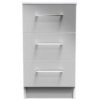 Welcome Furniture Ready Assembled Worcester 3 Drawer Bedside Cabinet In Uniform Grey & White, Grey