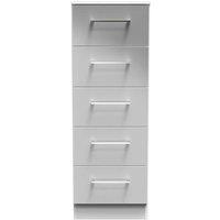 Welcome Furniture Ready Assembled Worcester 5 Drawer Tallboy In Uniform Grey & White, Grey