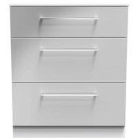 Welcome Furniture Ready Assembled Worcester 3 Drawer Deep Chest In Uniform Grey & White, Grey