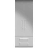 Welcome Furniture Ready Assembled Worcester 2 Door 2 Drawer Wardrobe In Uniform Grey & White, Grey