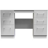 Welcome Furniture Ready Assembled Worcester Double Pedestal Desk In Uniform Grey & White, Grey